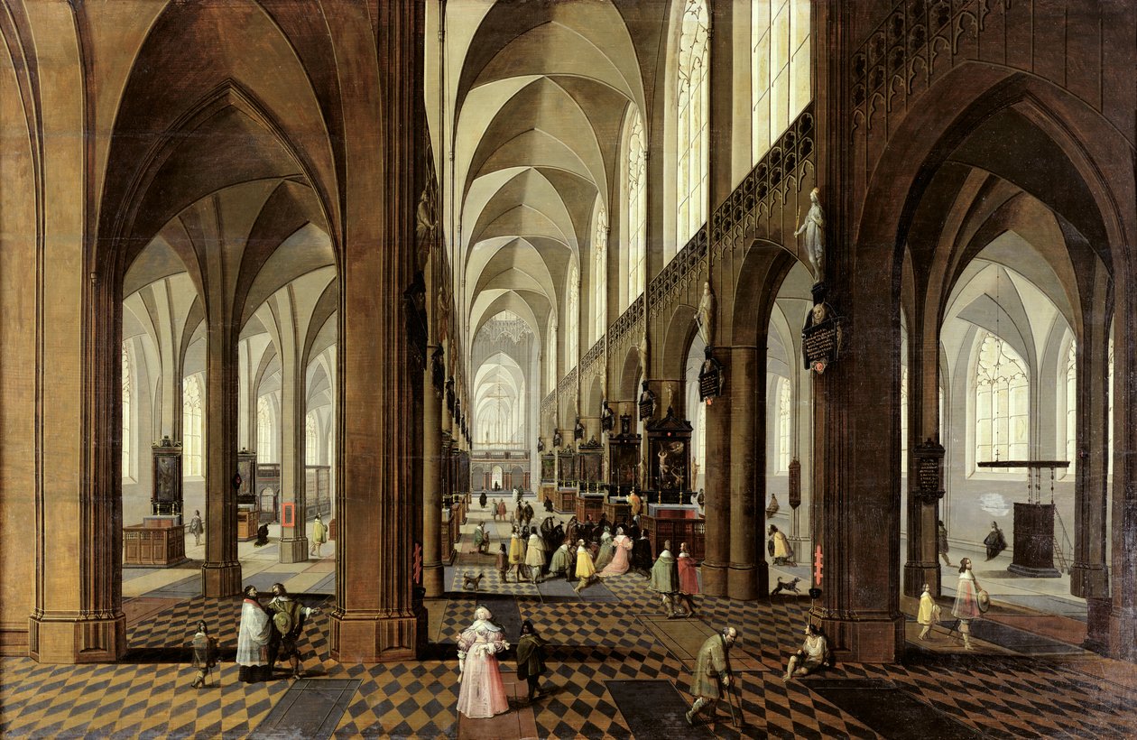 Interiør i domkirken i Antwerpen, ca.1650 af Pieter the Younger Neeffs