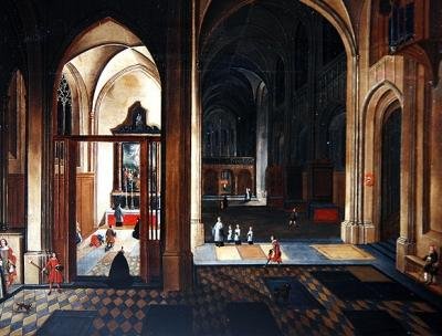 Interiør af en katedral af Pieter the Younger Neefs