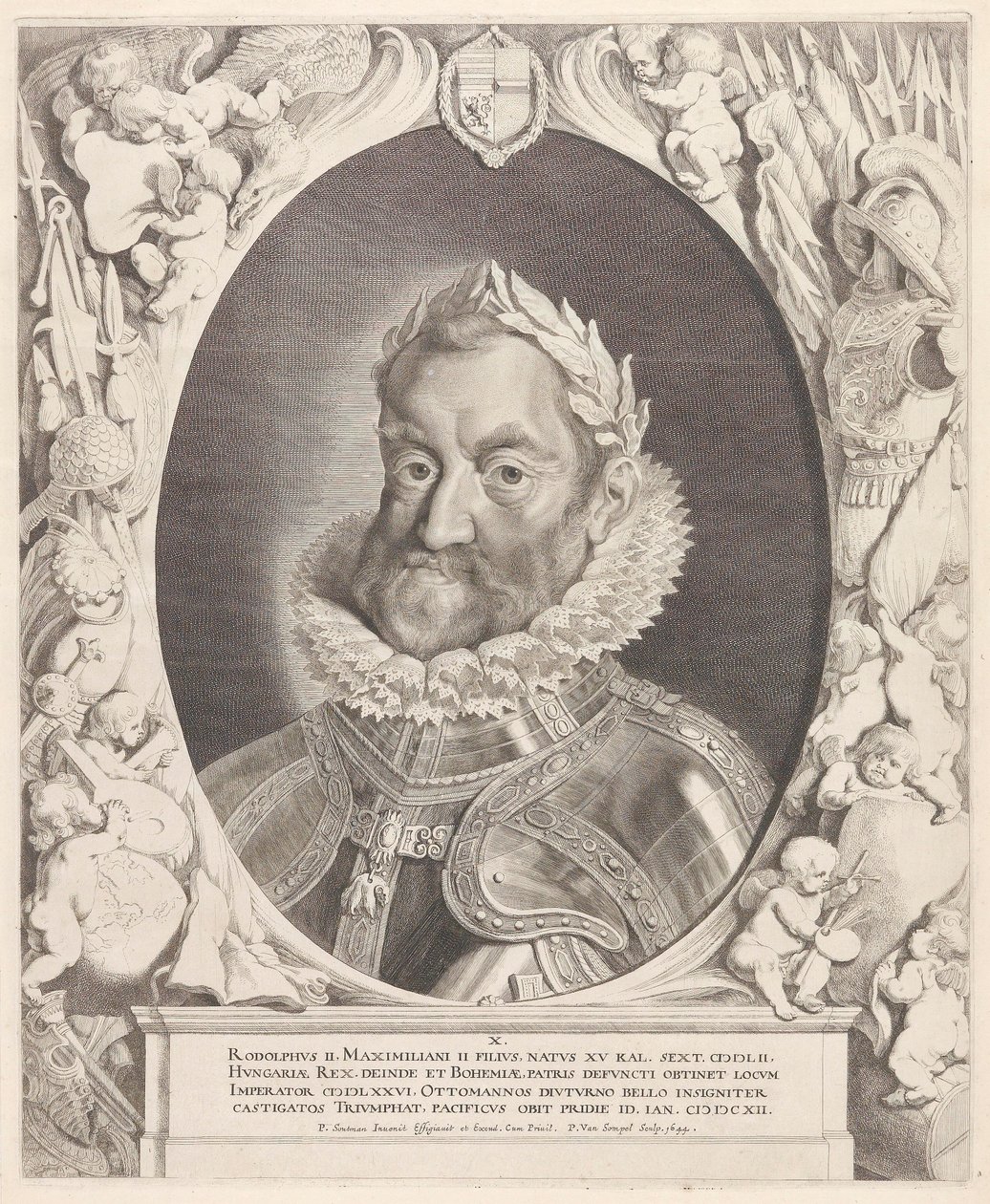 Portræt af kejser Rudolph II med en laurbærkrans af Pieter van Sompel