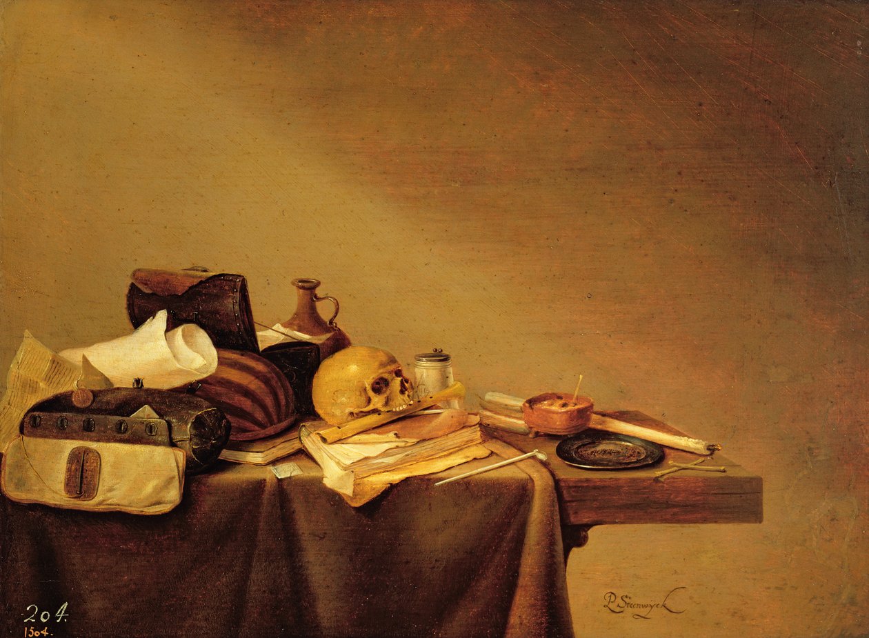 Vanitas eller, Dødens Emblem af Pieter van Steenwyck