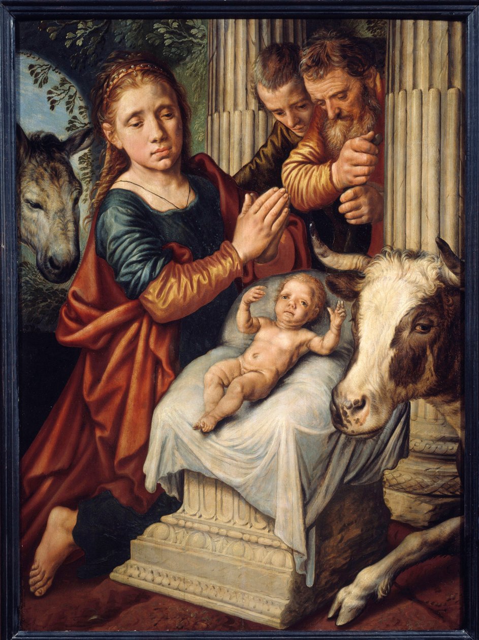 Hyrdernes tilbedelse Maleri af Pieter Aersten (1508-1570) (ec.holl.) 1500-tallet søn. 0,87x0,63 m Rouen, Musee des Beaux Arts af Pieter Aertsen
