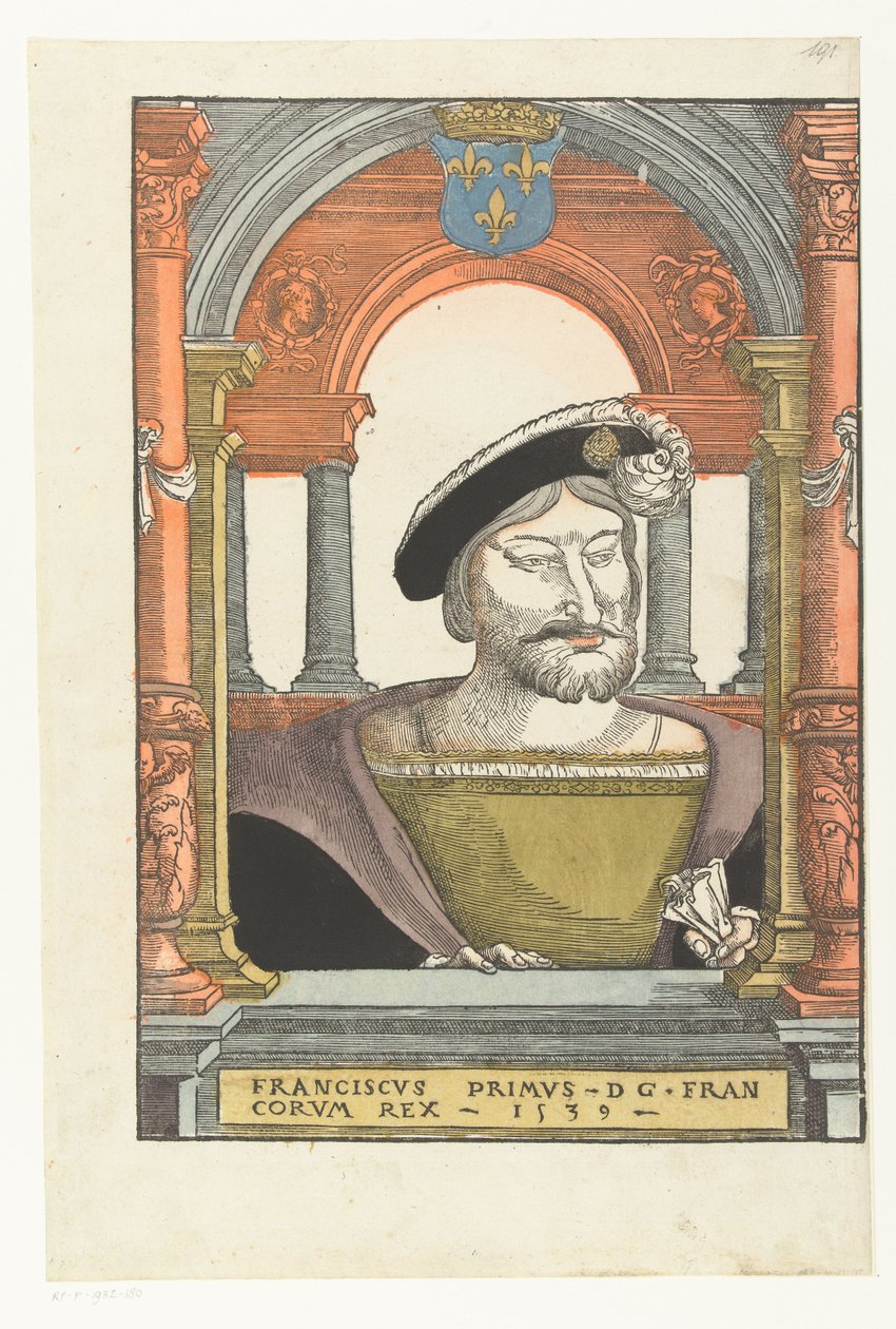 Portræt af Frans I, konge af Frankrig (1494-1547), hertug af Bretagne og greve af Provence af Pieter (circle of) Coecke van Aelst