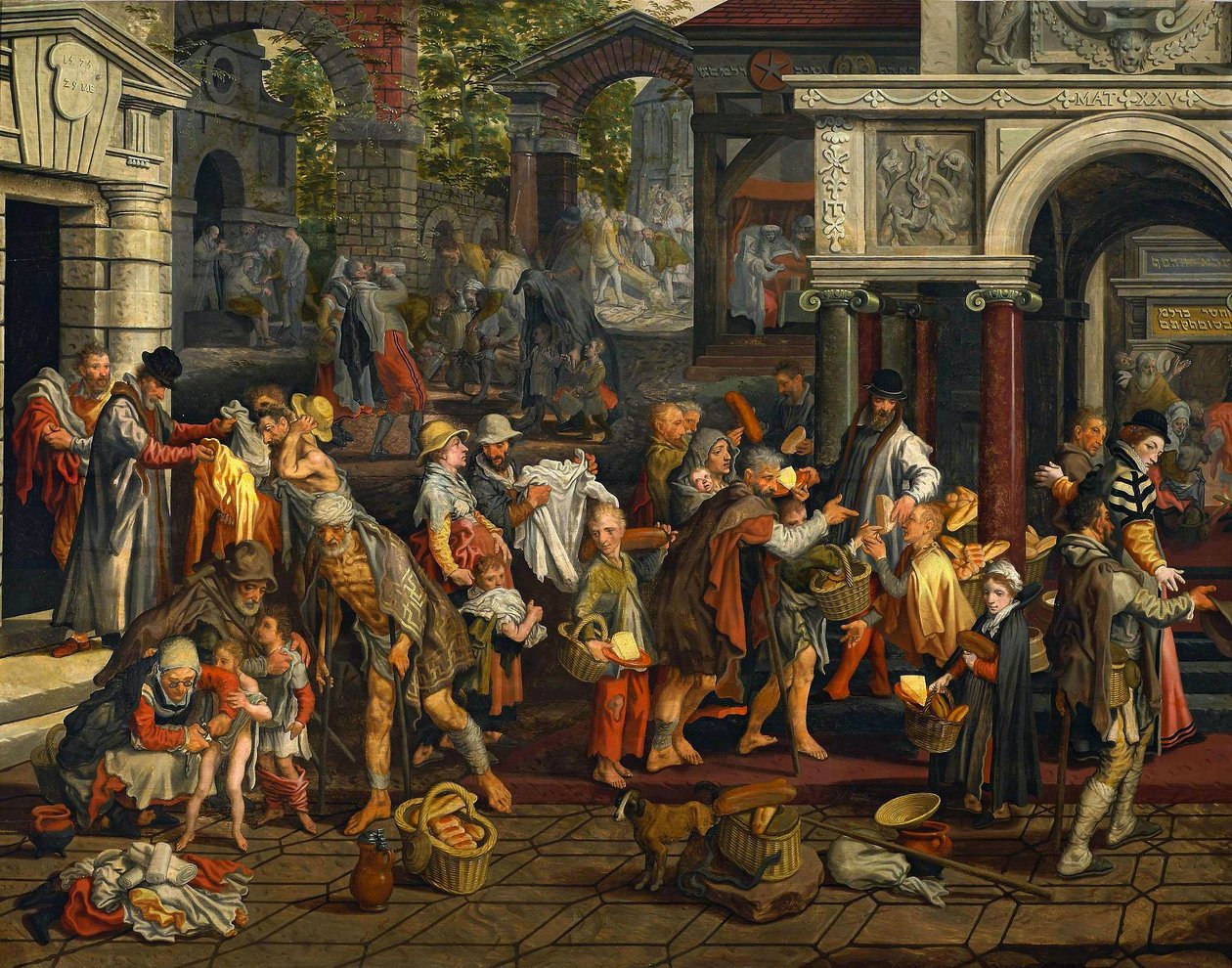 Kristne barmhjertighedsgerninger (Matthæus 25:35-36) af Pieter Aertsen