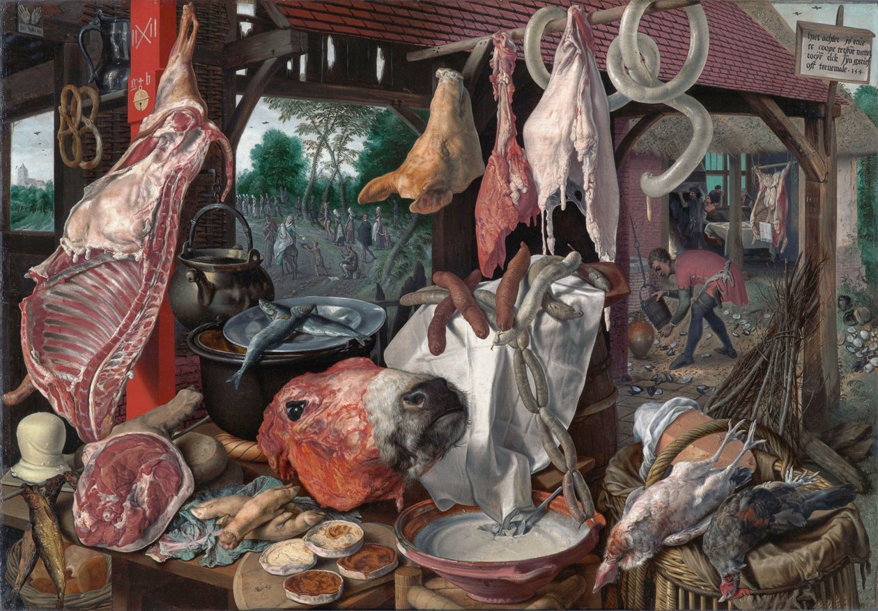 Slagterforretning med fly til Egypten af Pieter Aertsen