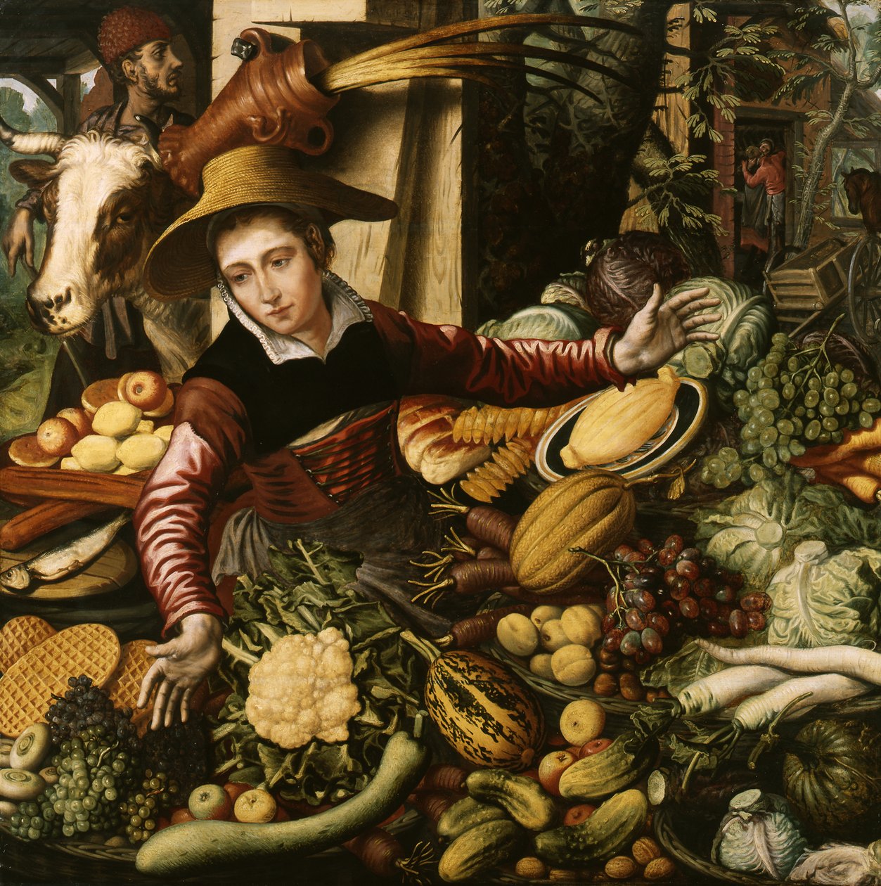 Markedskvinde ved grøntsagsstanden af Pieter Aertsen