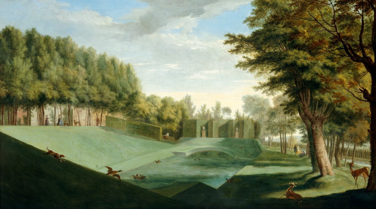 Chiswick House: The Southern Pond, ca. 1729-31 (olie på lærred) af Pieter Andreas Rysbrack