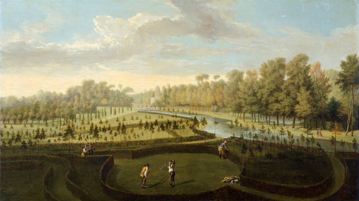 The Gardens at Chiswick House from the West (olie på panel) af Pieter Andreas Rysbrack