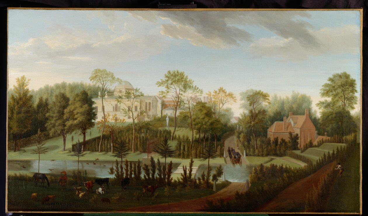Udsigt over Chiswick House fra sydvest (olie på lærred) af Pieter Andreas Rysbrack