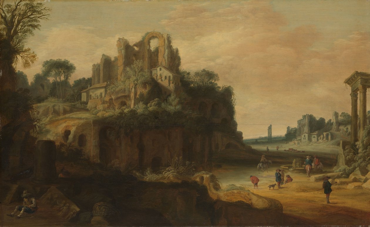 Romersk landskab med ruiner af Pieter Anthonisz van Groenewegen