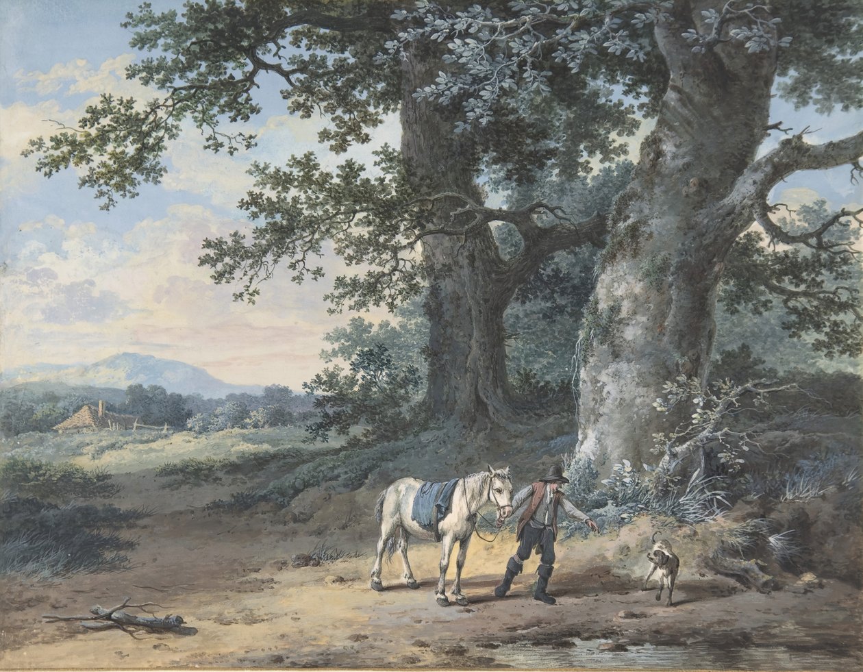 En bonde, der fører sin hest i udkanten af en skov, slutningen af det 18.-midten af det 19. århundrede. af Pieter Barbiers