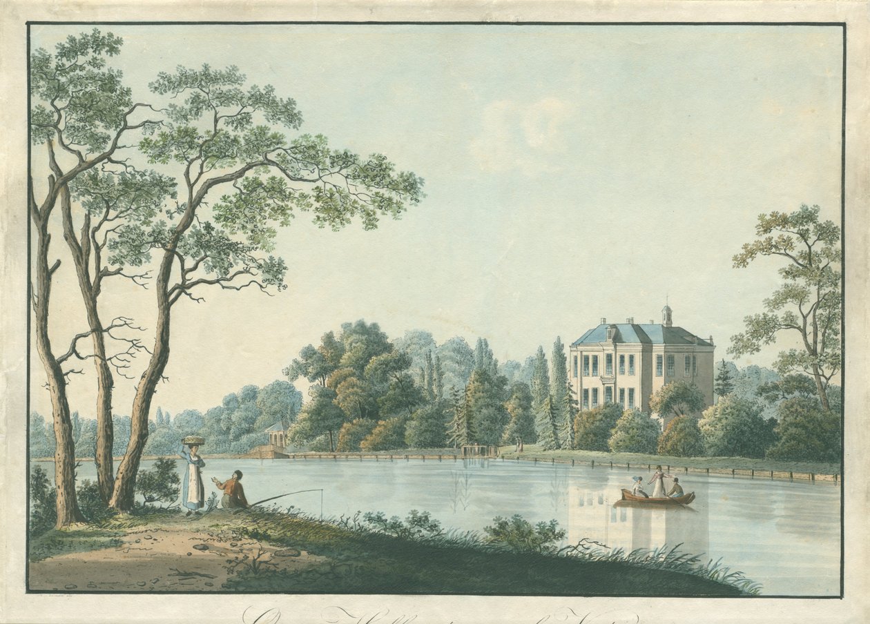 Udsigt over huset over Holland med tekuppel på Vecht i Nieuwersluis Over-Holland aan de Vecht (titel på objekt) af Pieter Bartholomeusz. Barbiers