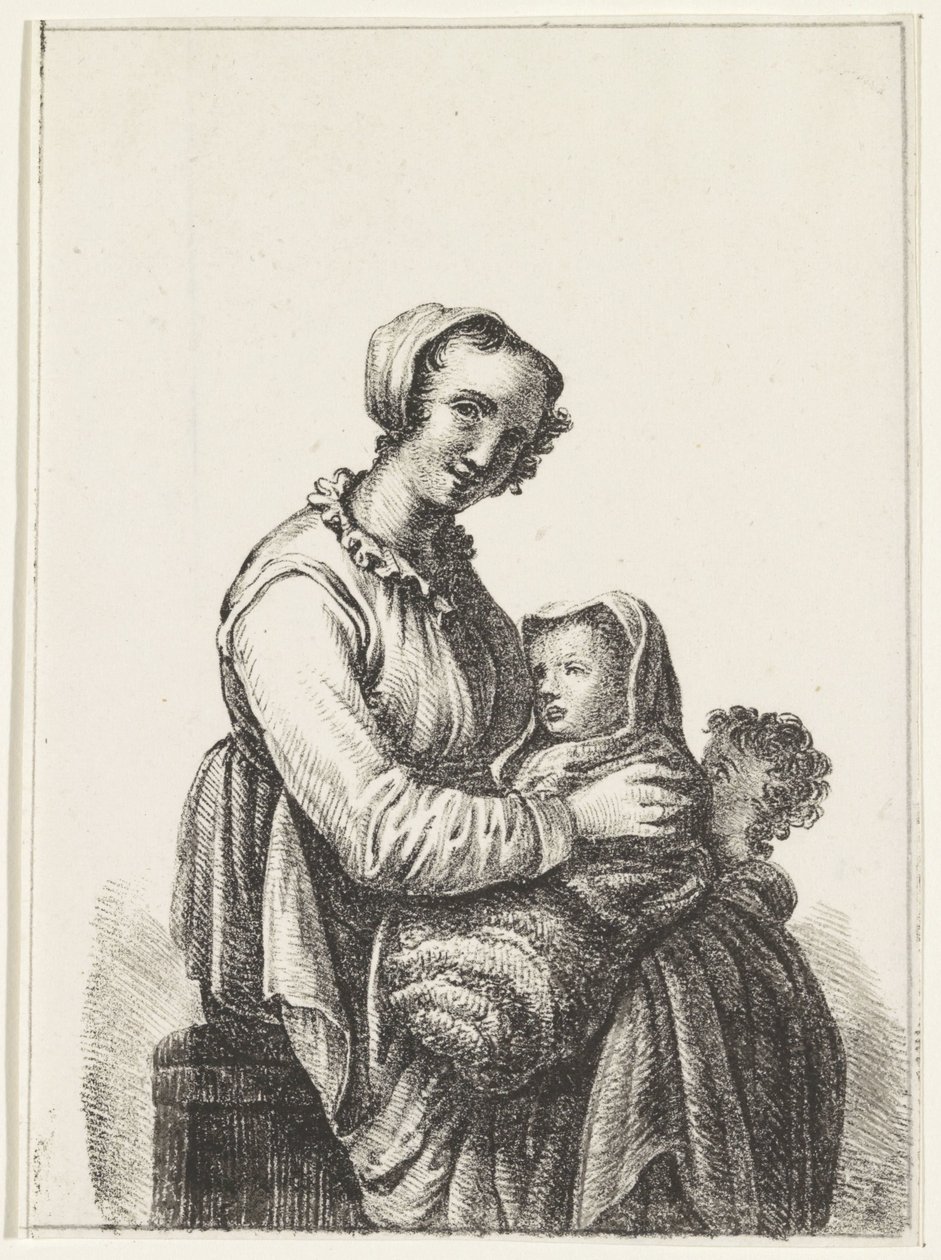 Mor med baby og lille barn af Pieter Bartholomeusz. Barbiers