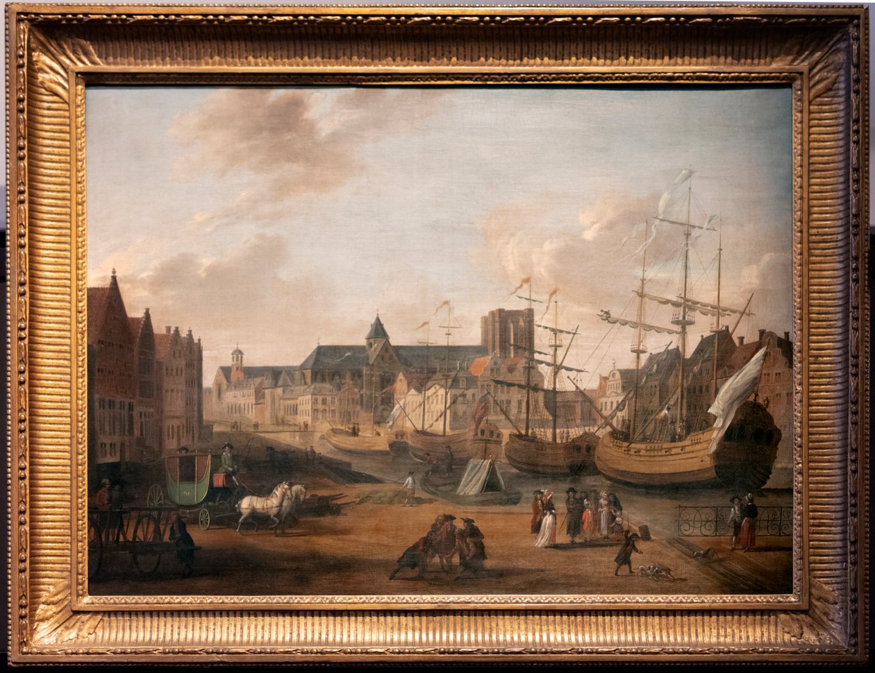 Udsigt over Cornlei og Graslei i Gent, Pieter Benedictus de Maere af Pieter Benedictus De Maere