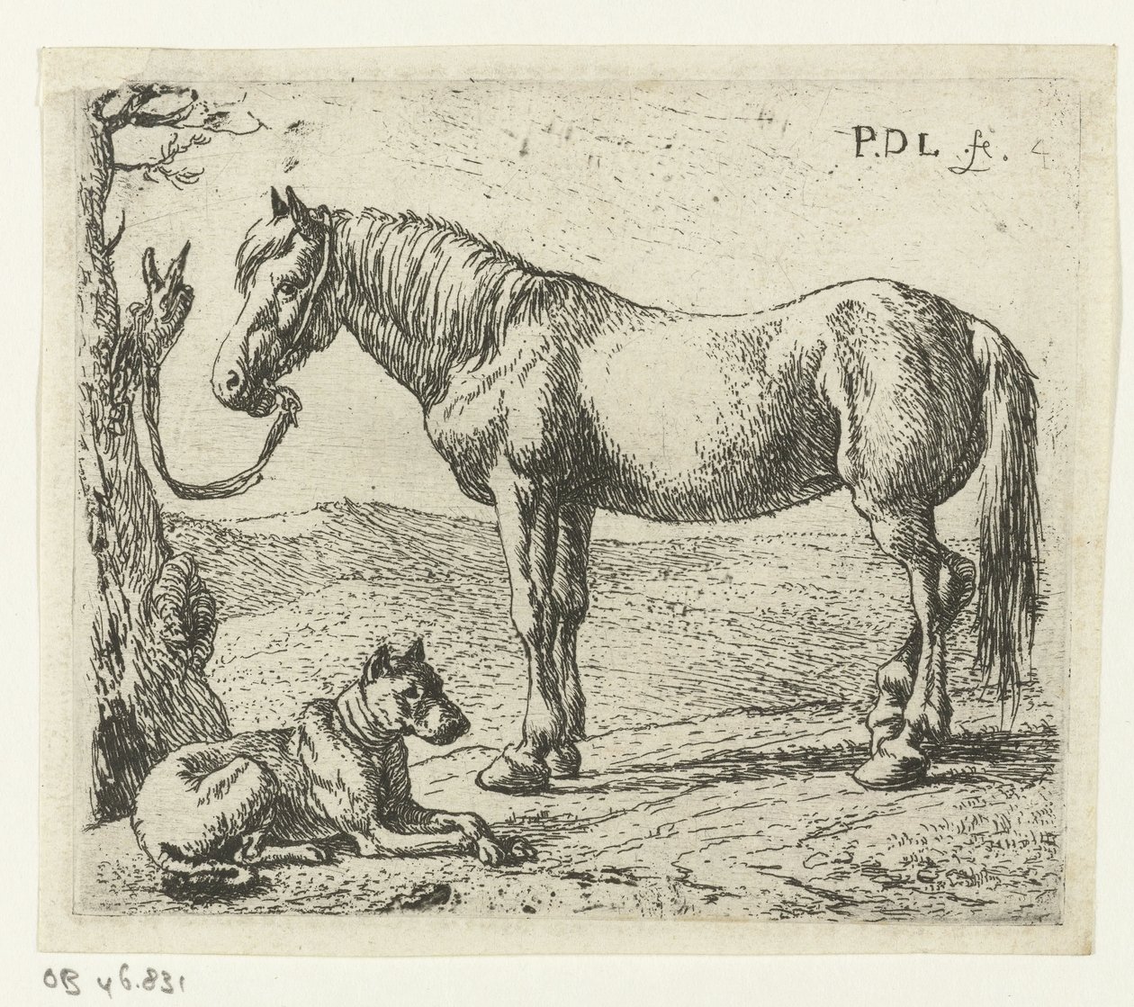 Hest og hund på en eng Heste (serietitel) af Pieter Bodding van Laer