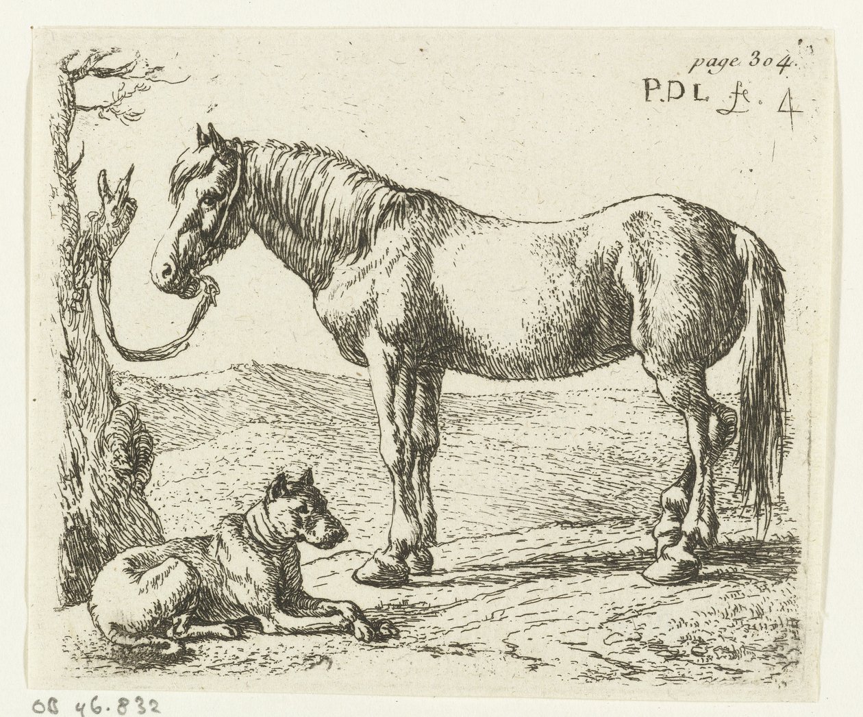 Hest og hund på en eng Heste (serietitel) af Pieter Bodding van Laer