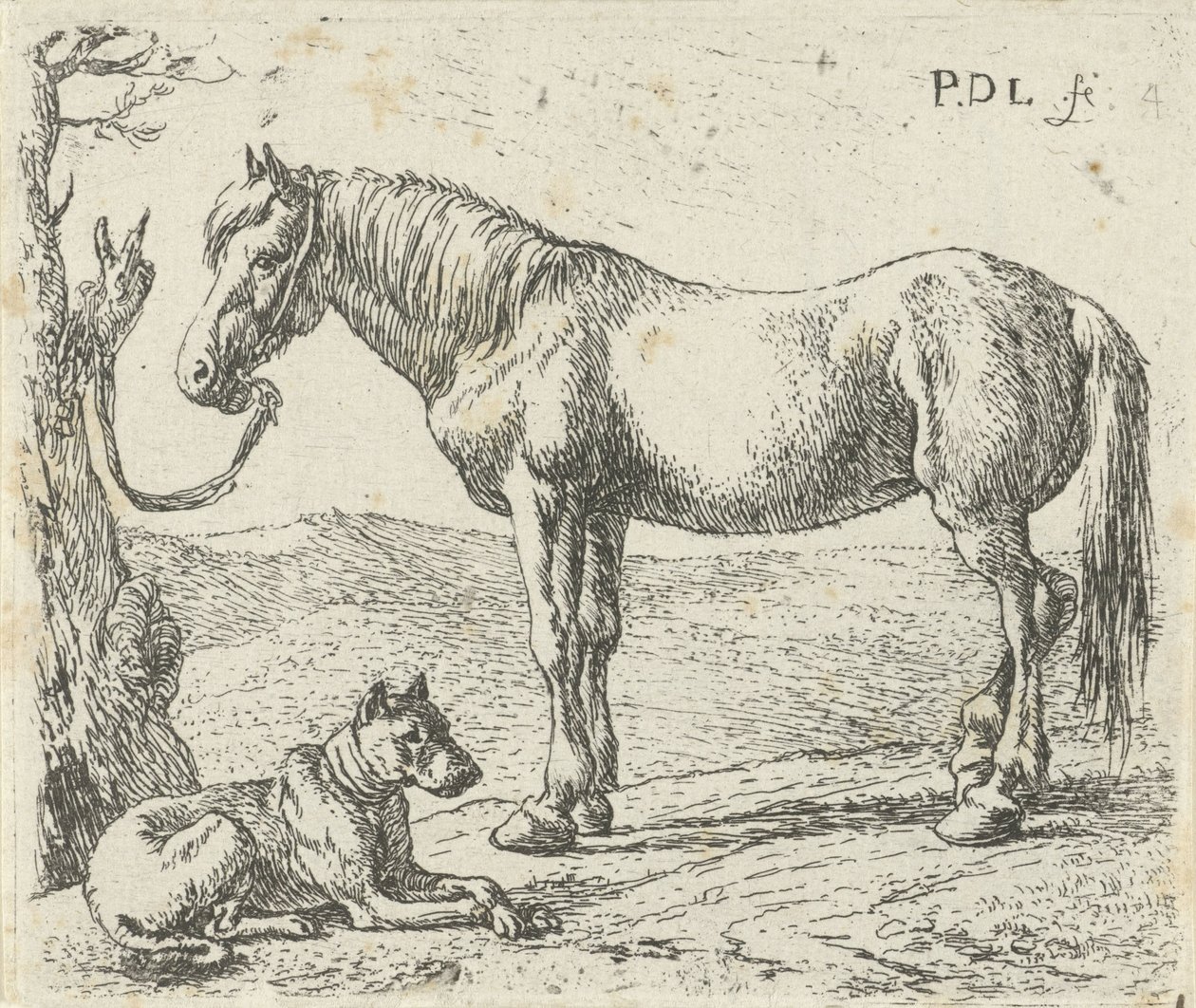 Hest og hund på en eng Heste (serietitel) af Pieter Bodding van Laer