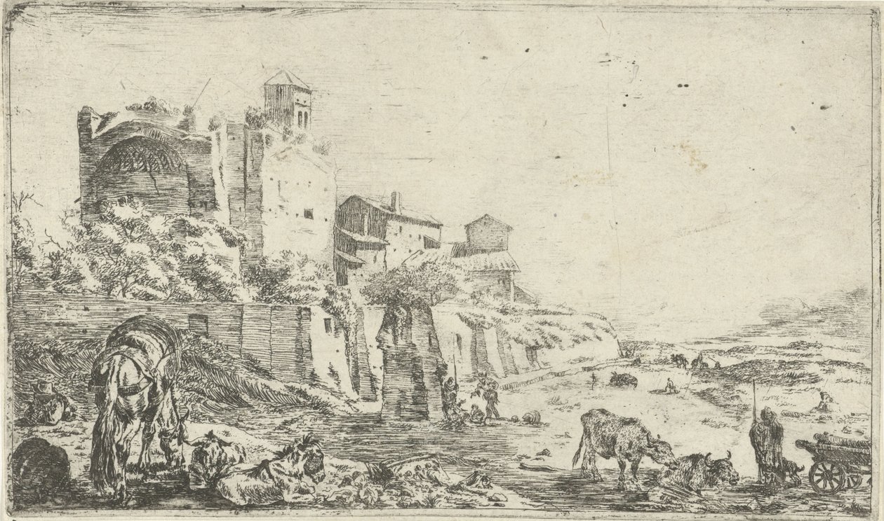 Ruinerne af Venus- og Romatemplet af Pieter Bodding van Laer