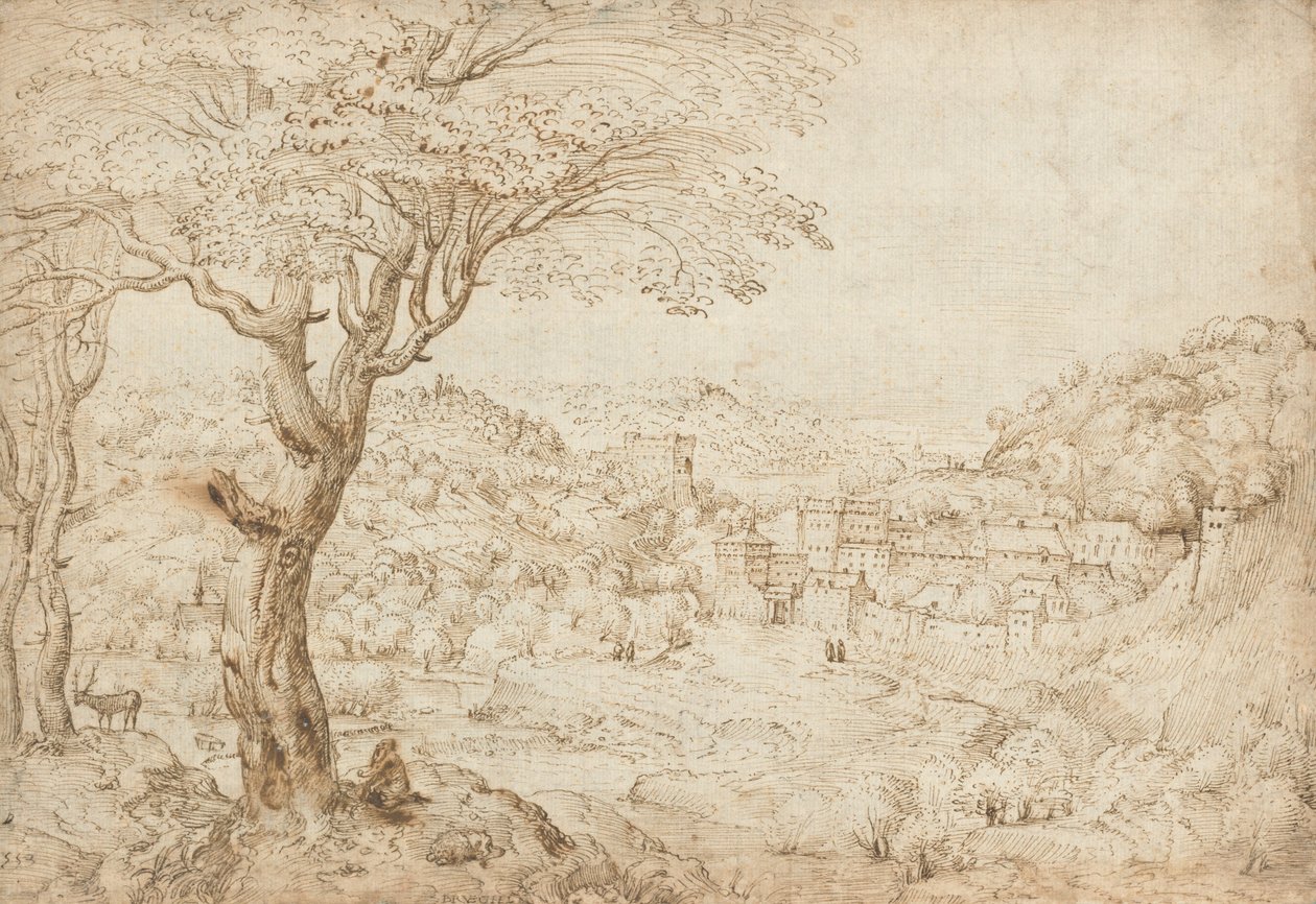 Landskab med Sankt Hieronymus anger af Pieter Bruegel the Elder