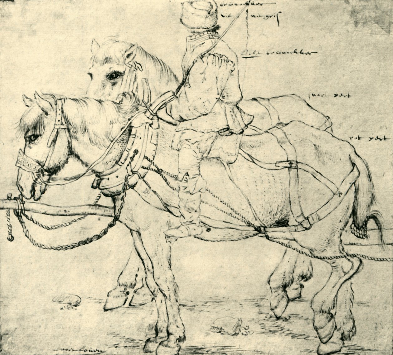 Rytter og to heste, 1559-1563, 1943. af Pieter Bruegel the Elder