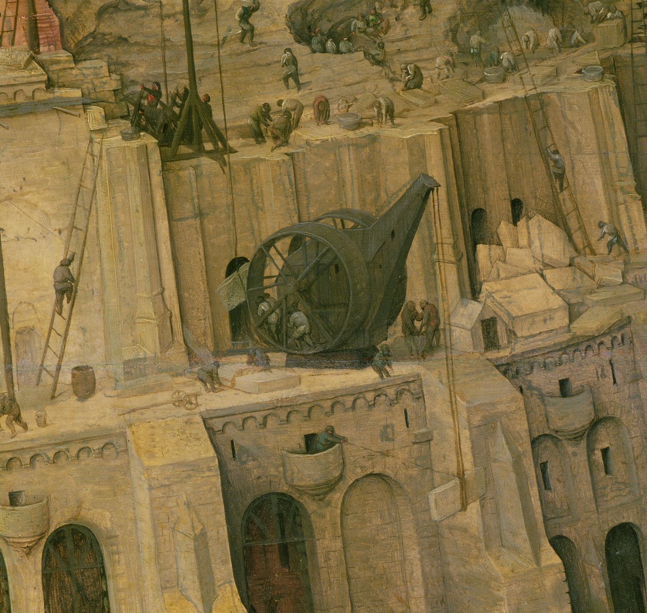 Babelstårnet, detalje af byggearbejdet, 1563 (detalje af 345) af Pieter Bruegel the Elder