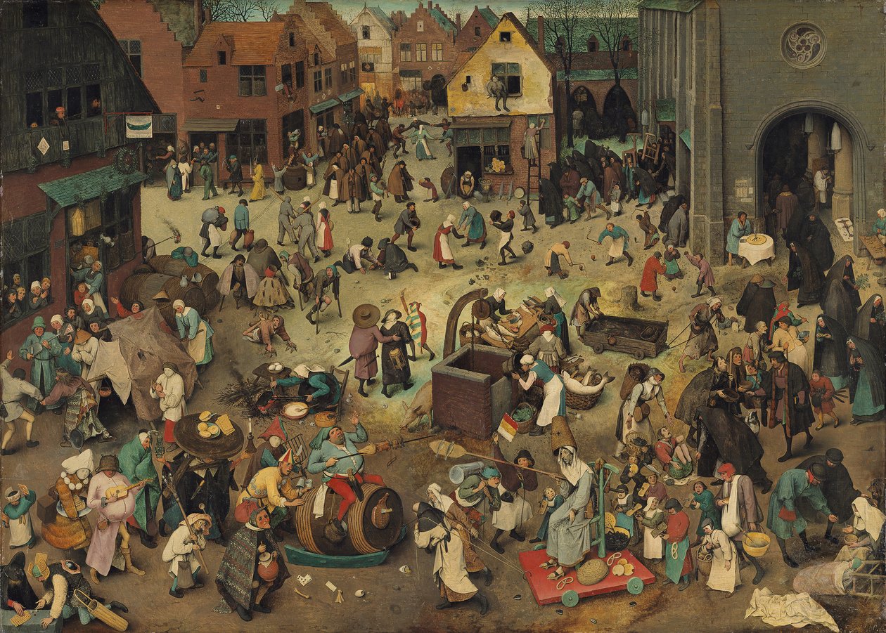 Tysk: Kampf zwischen Fasching und Fasten Kampen mellem karneval og faste af Pieter Brueghel the Elder