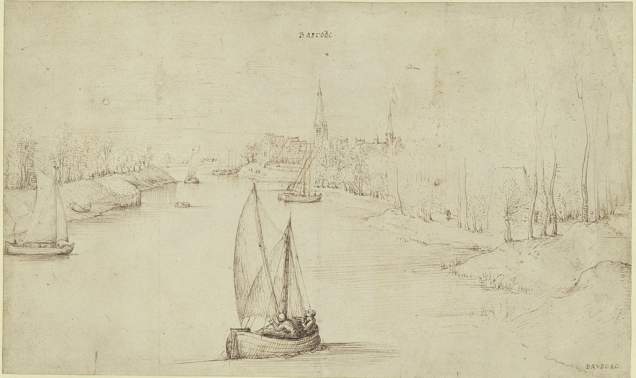 Pieter Bruegel (den ældre) - Flodlandskab Basrode (Baasrode), KdZ 5763 af Pieter Brueghel the Elder