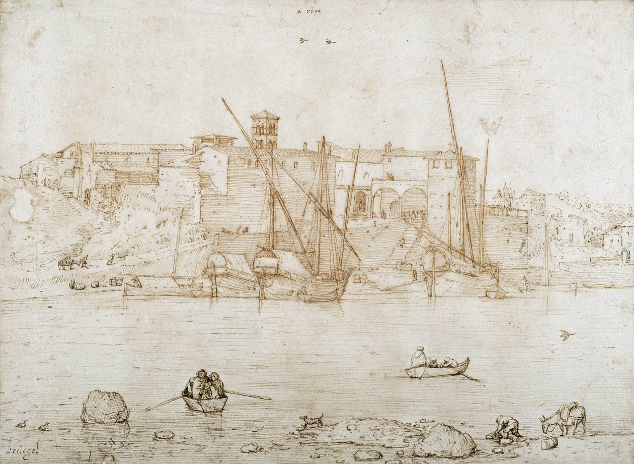 Udsigt over Ripa Grande i Rom af Pieter Brueghel the Elder