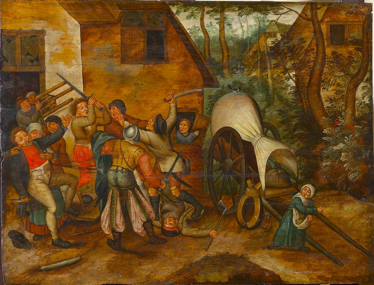 Slagende bønder og soldater, slutningen af det 16. århundrede. af Pieter Brueghel the Younger