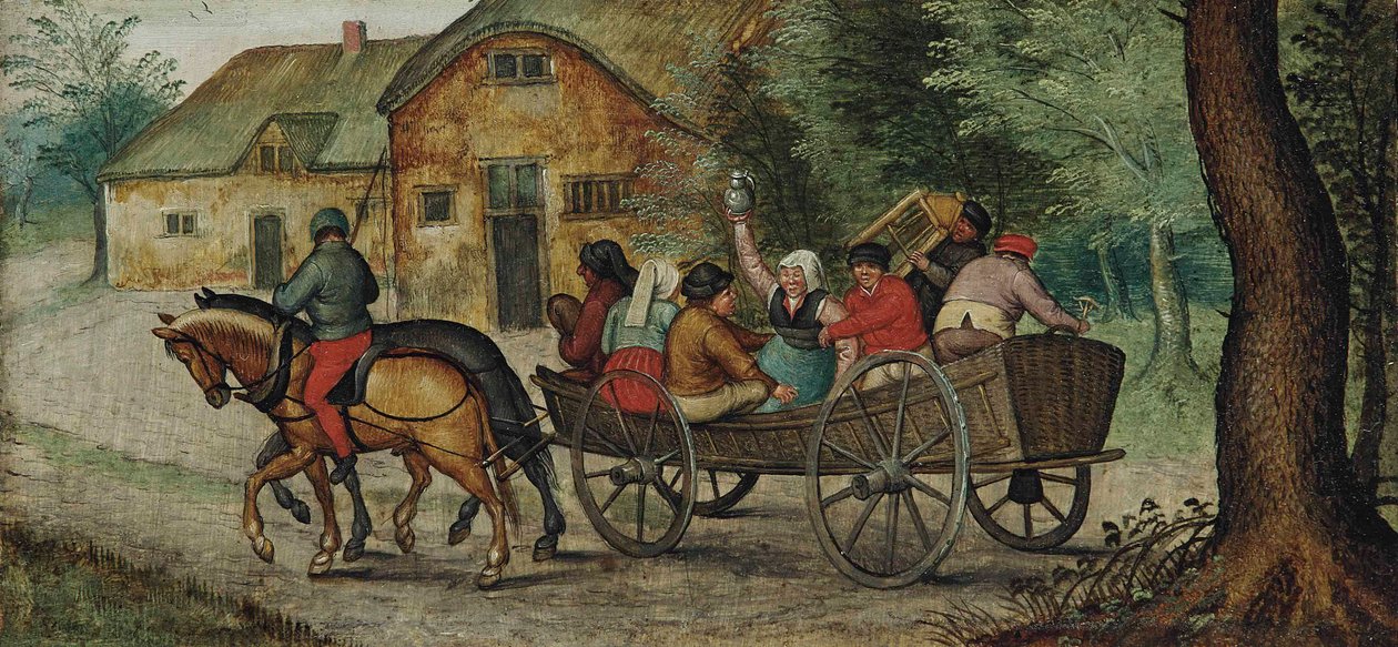 Hollandsk: Bønder i en vogn Bønder i en åben vogn af Pieter Brueghel the Younger