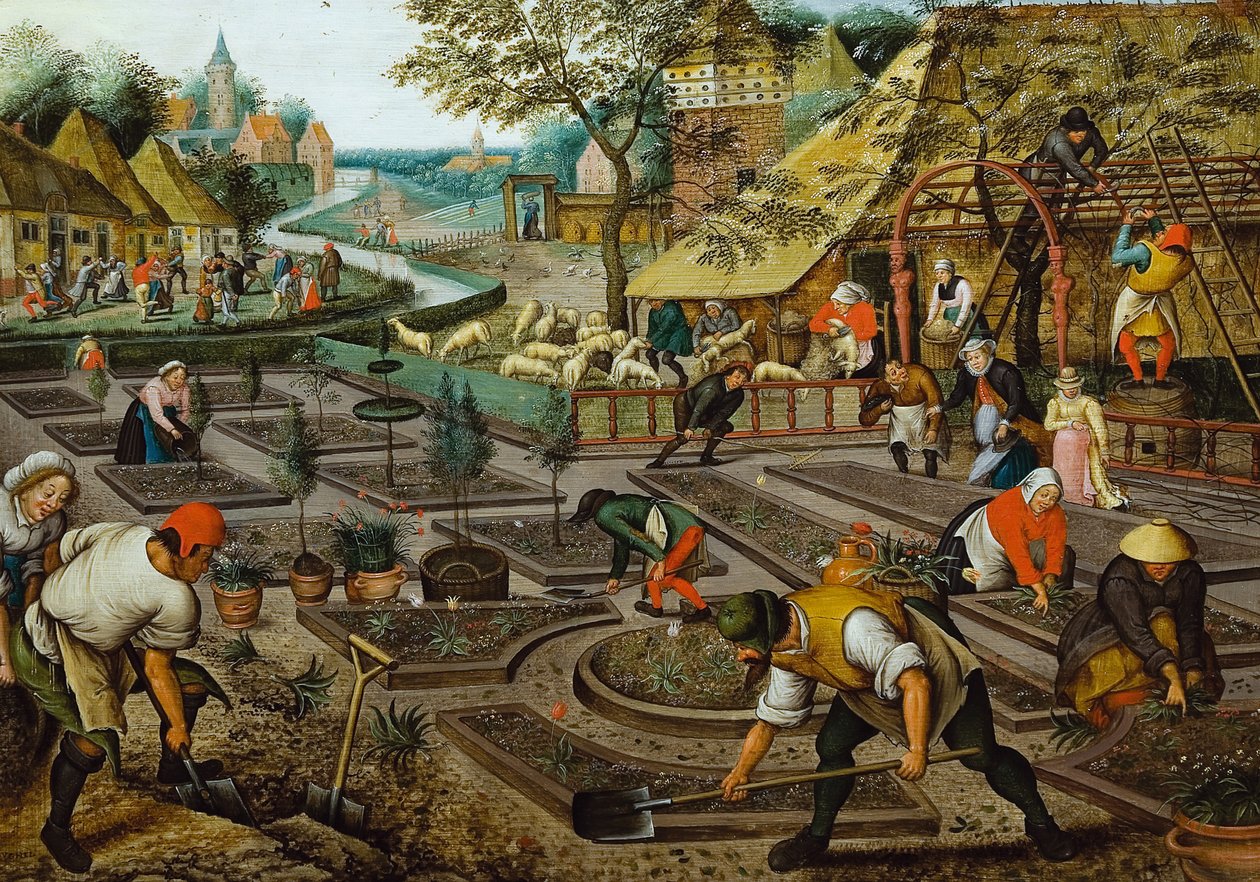 De fire årstider: forår, anden halvdel af det 16. af Pieter Brueghel the Younger