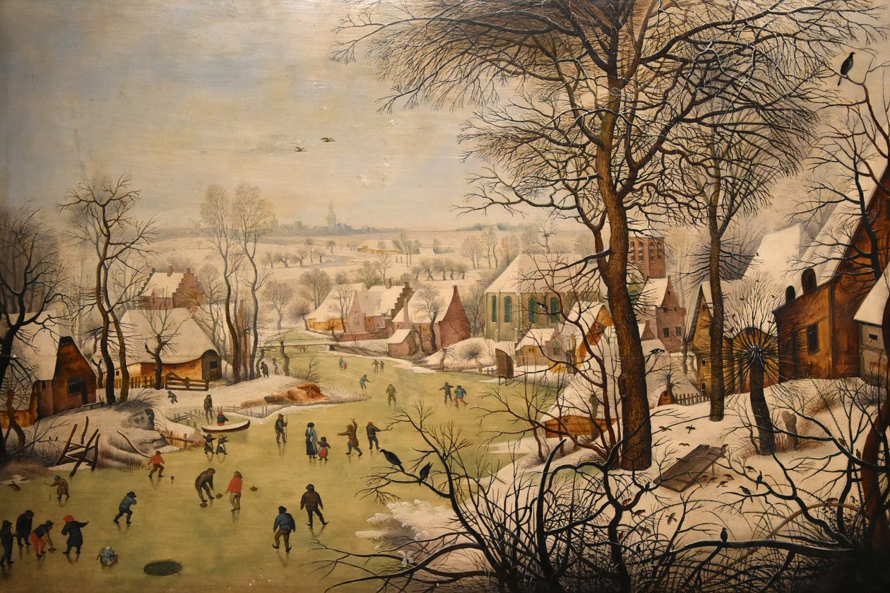 Vinterlandskab med en fuglefælde af Pieter Brueghel the Younger