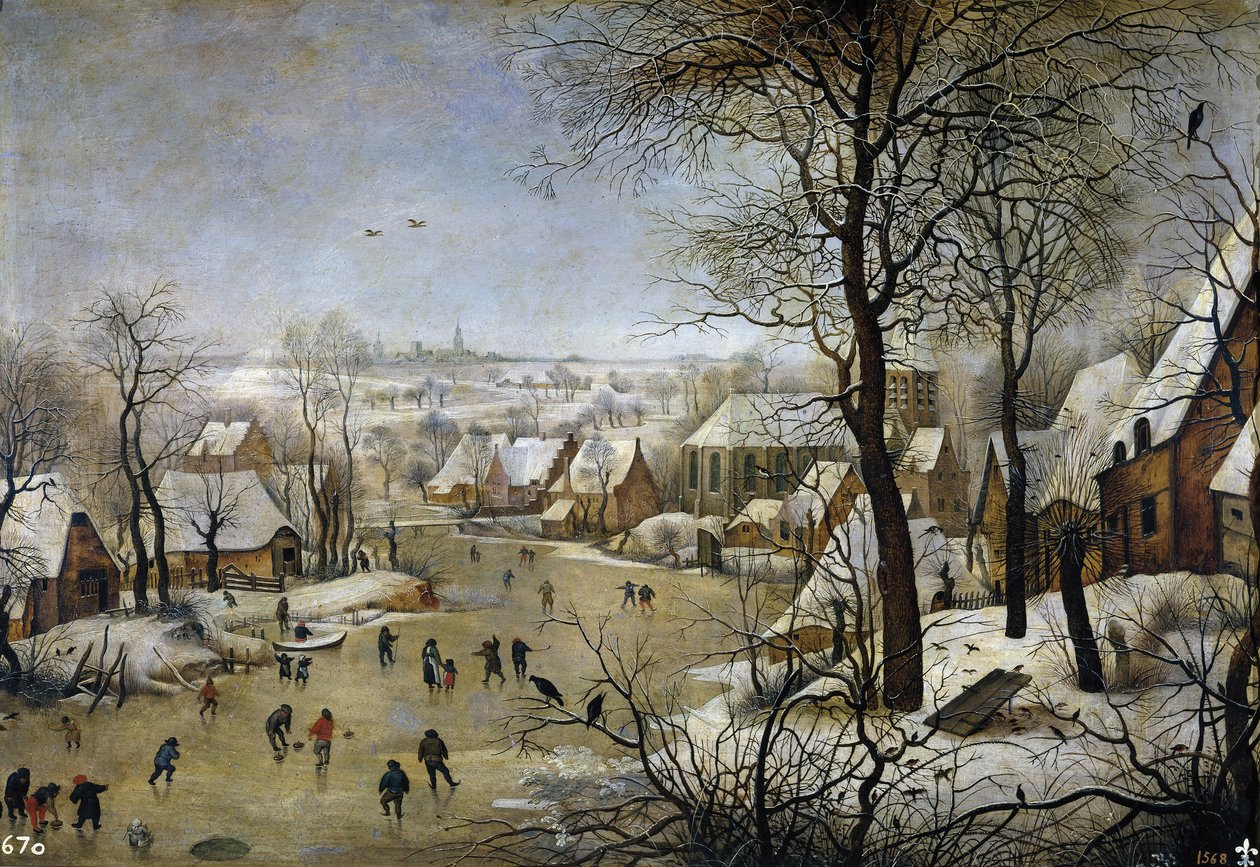 Vinterlandskab med en fuglefælde, ca 1601 af Pieter Brueghel the Younger