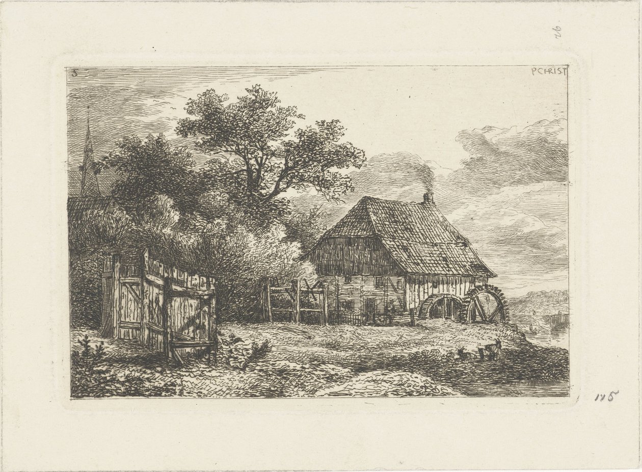 Landskab med vandmølle Vandlandskaber (serietitel) af Pieter Casper Christ