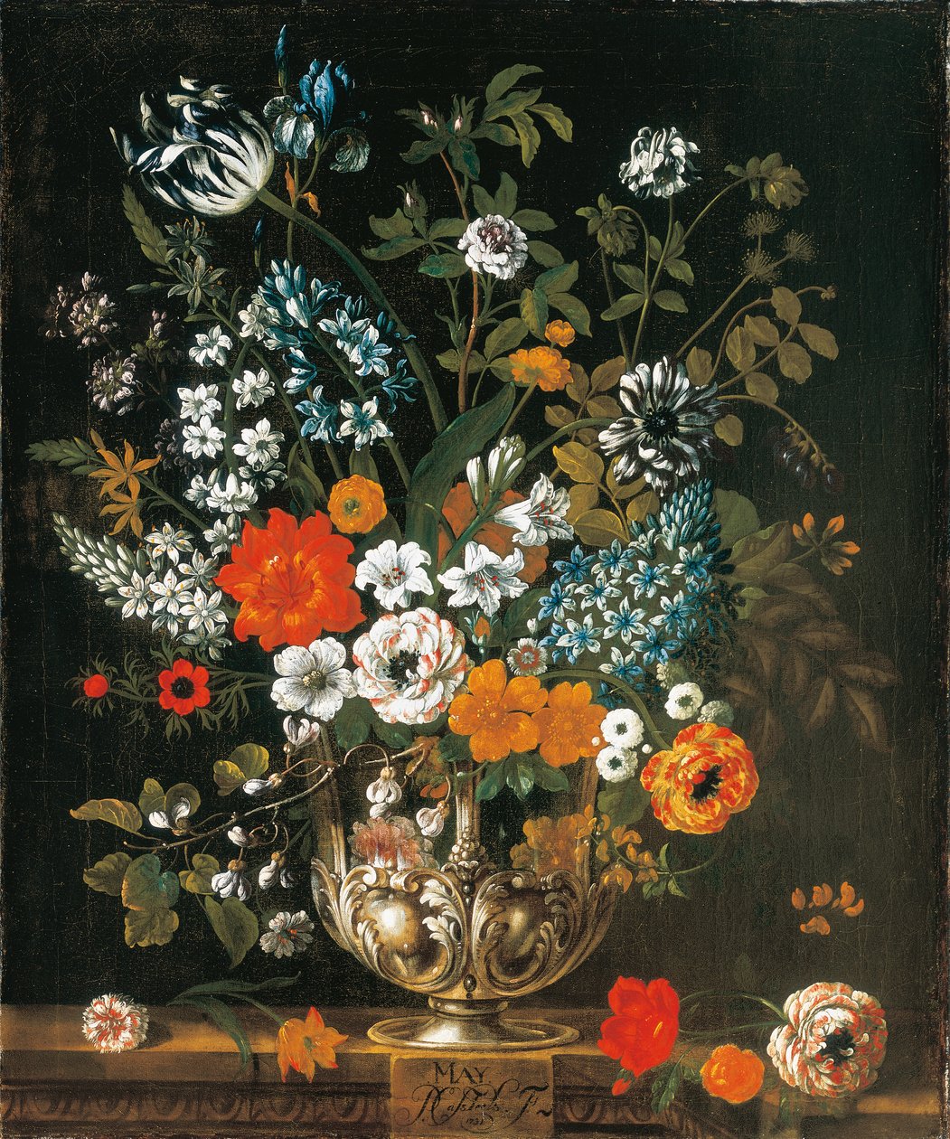 maj, fra The Tolv Months of Flowers, en blomsterkalender med stilleben af Pieter Casteels
