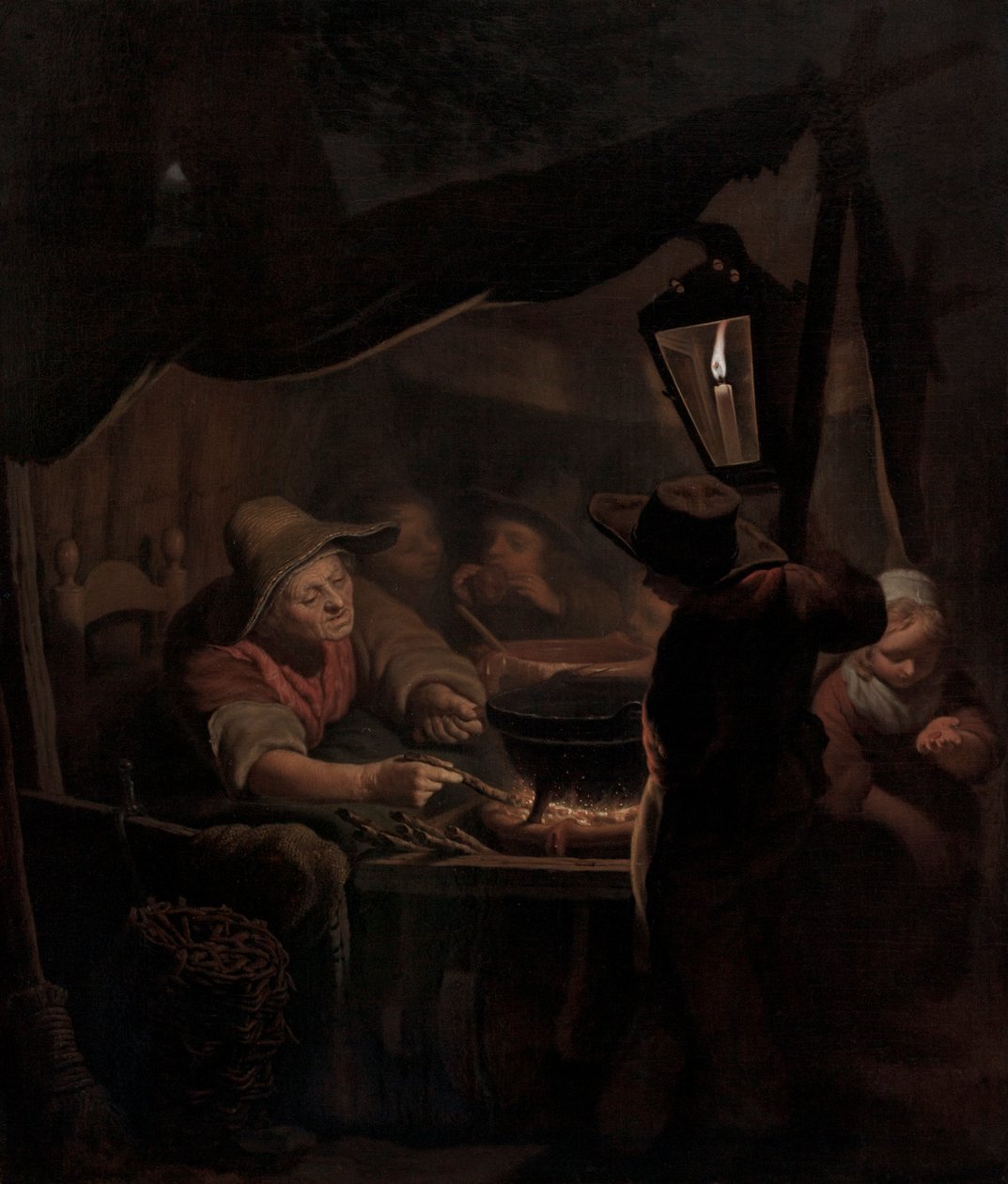 En doughnutmager ved stearinlys, 1815 af Pieter Christoffel Wonder