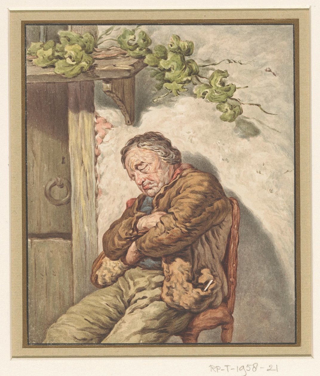 Lou bagerens tjener, sover foran huset i sollys af Pieter Christoffel Wonder