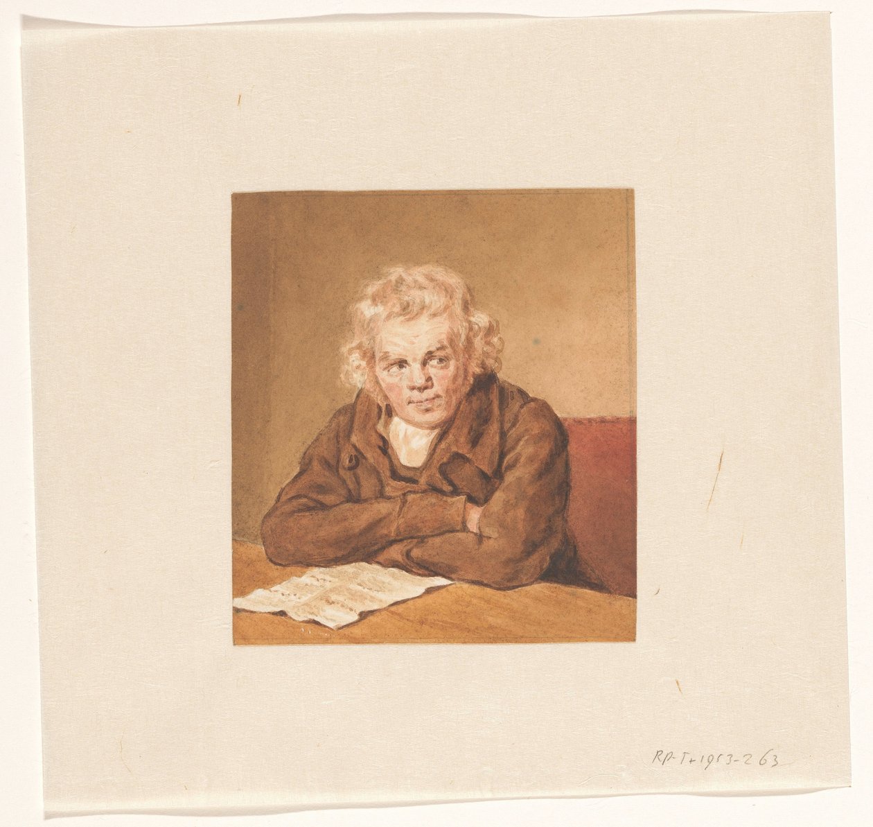 Portræt af Lourens van Schaick, der sidder og læser ved bordet af Pieter Christoffel Wonder