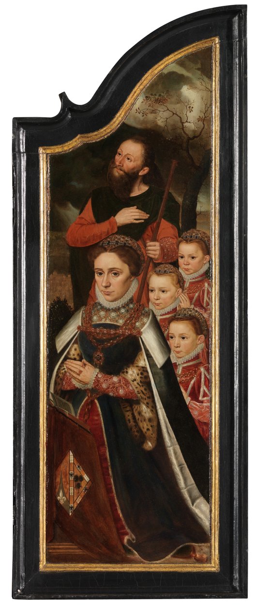 Højre panel af Kristus på korset med Jomfruen, Sankt Johannes og Maria Magdalena (olie på panel) af Pieter Claeissens