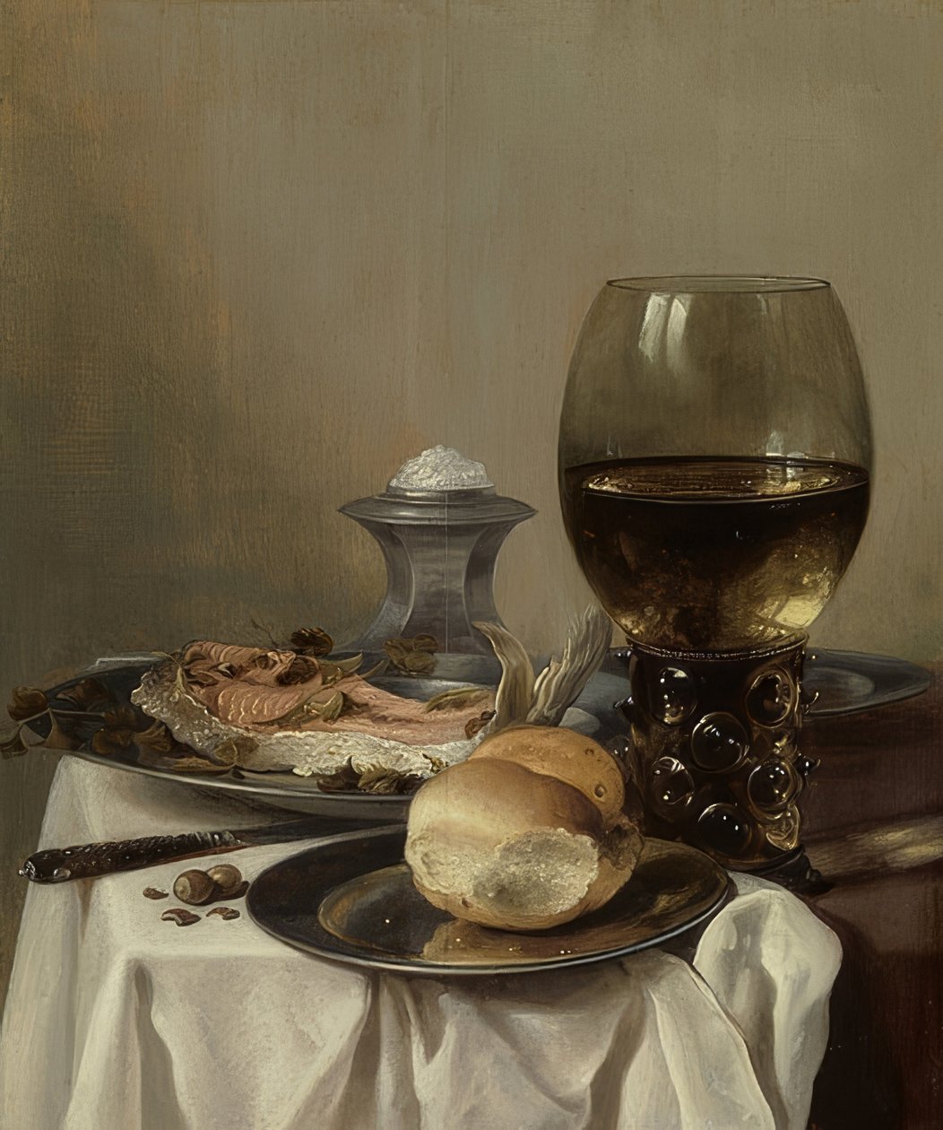Stilleben med salt. Omkring 1640-45 af Pieter Claesz