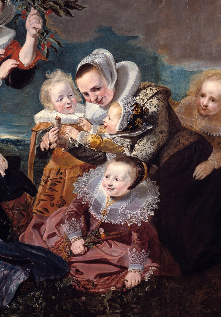 Portræt af Paulus Van Beresteyn (1588-1636) med sin kone, seks børn og to tjenestepiger Detalje. Maleri af Pieter Soutman (1590-1657) 1630 søn. 1,67x2,41 m af Pieter Claesz Soutman