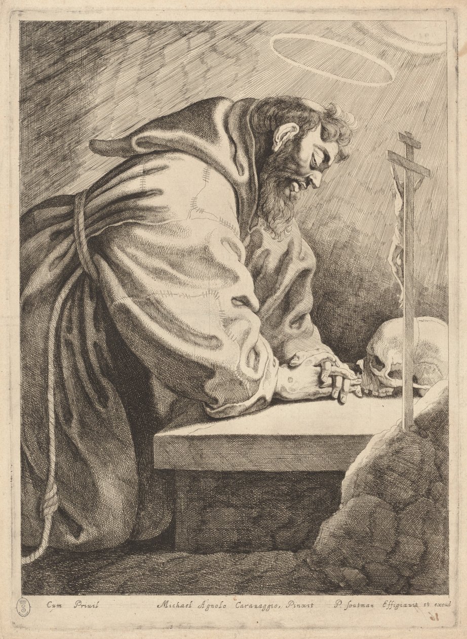 Sankt Frans af Pieter Claesz Soutman after Francesco Bassano II
