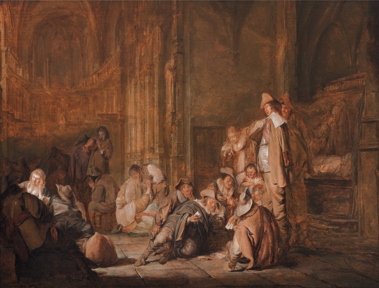 En vagtstuescene i en kirke af Pieter Codde