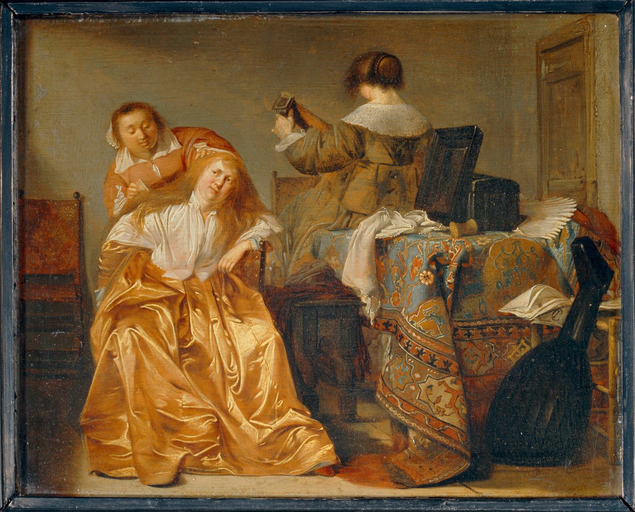Dame à sa toilette - En dame på sit toilet ... af Pieter Codde