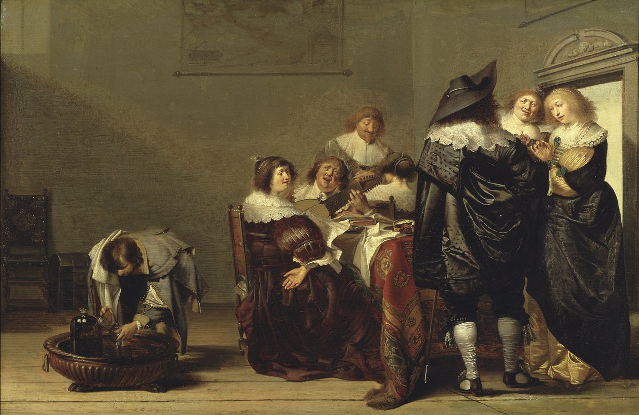 Une fete musicale - A Musical Party, af Codde, Pieter (1599-1678). Olie på træ. Mål: 35,5x52,5 cm. Nationalmuseum Stockholm af Pieter Codde