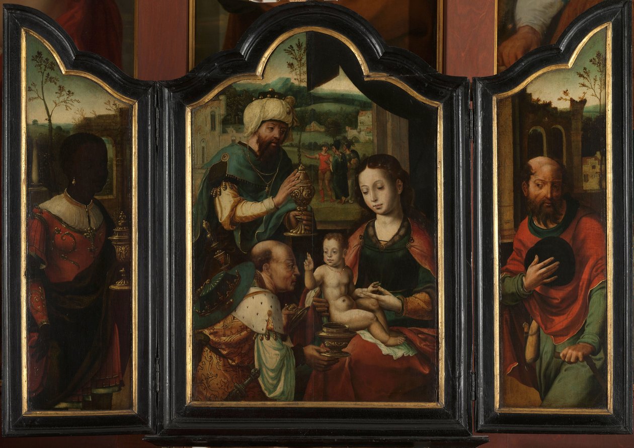 Triptykon med tilbedelse af vismændene af Pieter Coecke van Aelst (I) (workshop of)