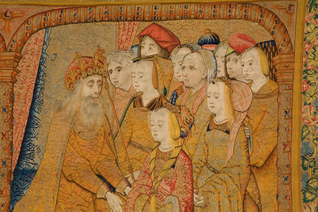 flamsk gobelin. Bebudelse. Detalje, ca. 1502-04 (guld, sølv, silke og uld) af Pieter Coecke van Aelst