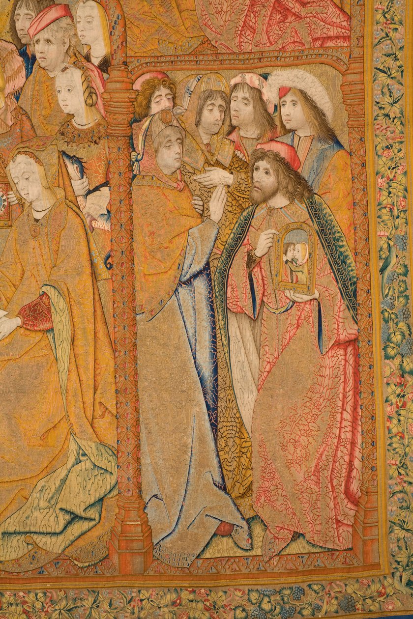 flamsk gobelin. Bebudelse. Detalje, ca. 1502-04 (guld, sølv, silke og uld) af Pieter Coecke van Aelst