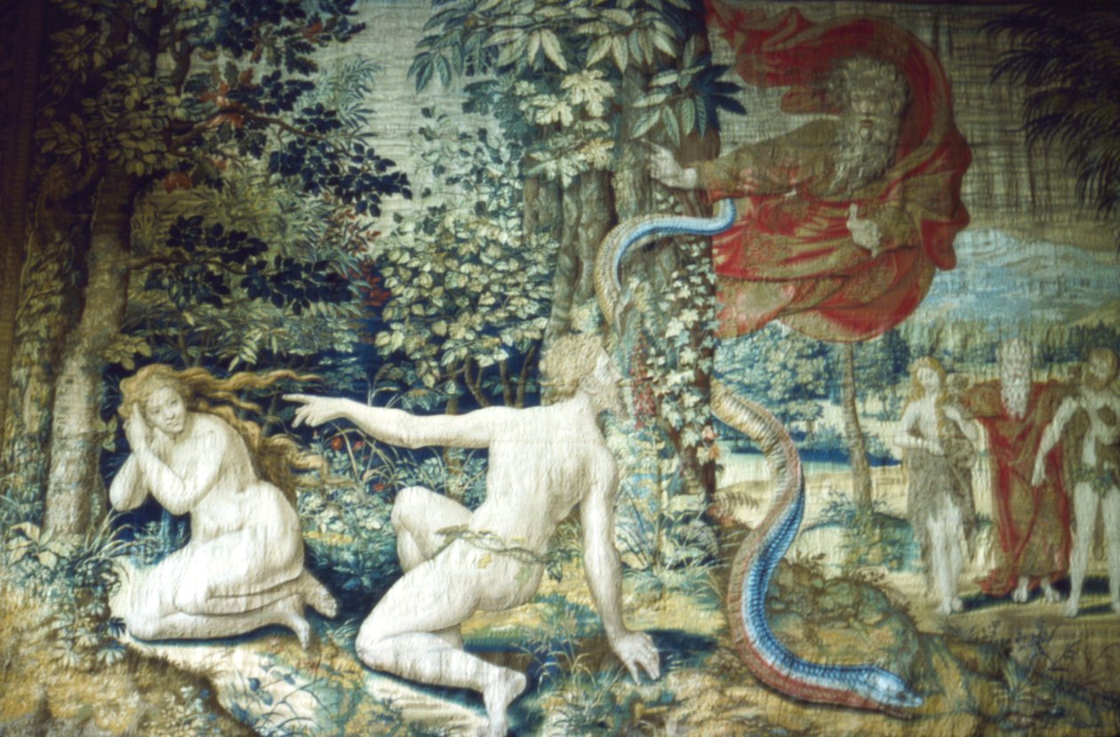 Firenze. Adam og Eva efter syndefaldet, Bruxelles Tapestry, 1548, 20. århundrede af Pieter Coecke van Aelst