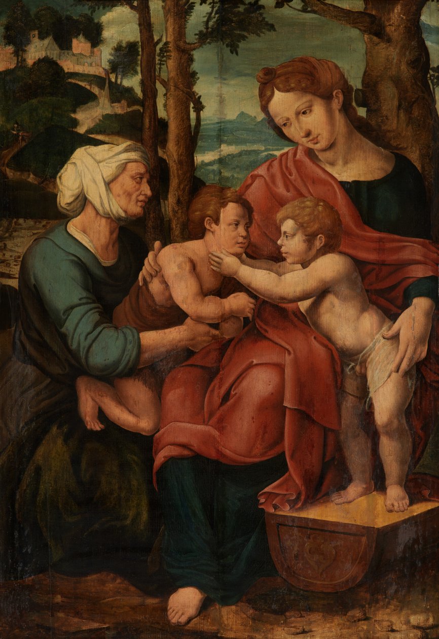 Hellig Familie (olie på panel) af Pieter Coecke van Aelst