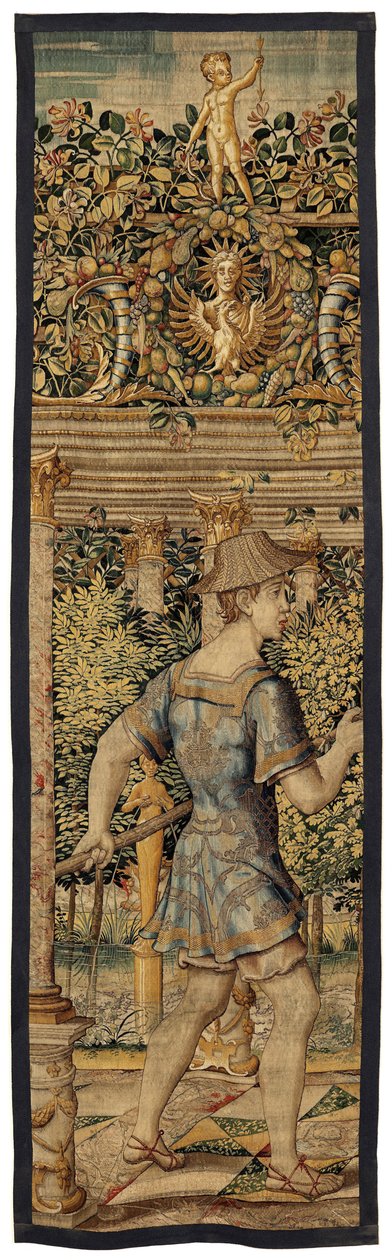Vertumnus og Pomona: Vertumnus forvandlet til en fisker, ca. 1550 (guld, uld og silke) af Pieter Coecke van Aelst